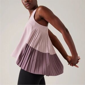 Athleta Swing Forward Pleated Tank in Smoked Mauve Pink Purple medium